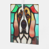 Basset Hound Hund "Festes Glas" Ornament Aus Glas (Vorderseite links)