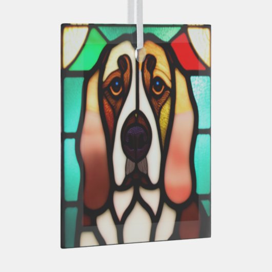 Basset Hound Hund "Festes Glas" Ornament Aus Glas (Vorderseite Rechts)