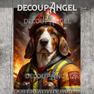 Basset Hound Hund Firefighter - Decoupage - Seidenpapier
