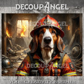 Basset Hound Hund Firefighter - Decoupage - Seidenpapier