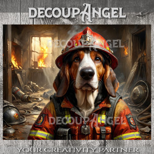 Basset Hound Hund Firefighter - Decoupage - Seidenpapier