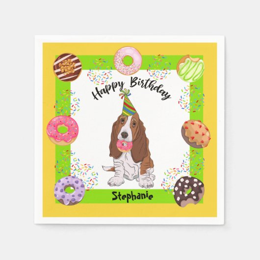 Basset Hound Hund Geburtstagsparty Napkin Serviette (Vorderseite)