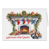 Basset Hound Hund Gewartet für Santa (Vorderseite (Horizontal))