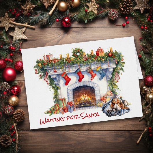 Basset Hound Hund Gewartet für Santa