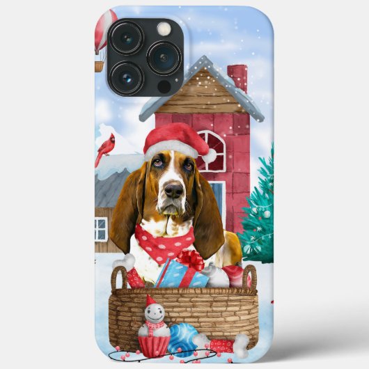Basset Hound Hund im Schnee Weihnachtshaus Case-Mate iPhone Hülle (Rückseite)