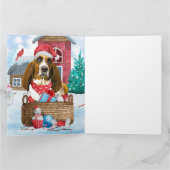 Basset Hound Hund im Schnee Weihnachtshaus Karte (Innenseite)