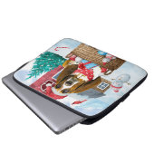 Basset Hound Hund im Schnee Weihnachtshaus Laptopschutzhülle (Vorne Knopf)