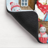 Basset Hound Hund im Schnee Weihnachtshaus Mousepad (Ecke)