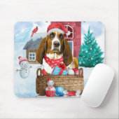 Basset Hound Hund im Schnee Weihnachtshaus Mousepad (Mit Mouse)