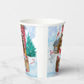 Basset Hound Hund im Schnee Weihnachtshaus Pappbecher (Rechts)