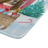 Basset Hound Hund im Schnee Weihnachtshaus Schneidebrett (Ecke)