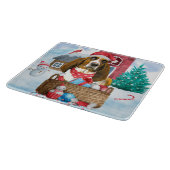 Basset Hound Hund im Schnee Weihnachtshaus Schneidebrett (Ecke)