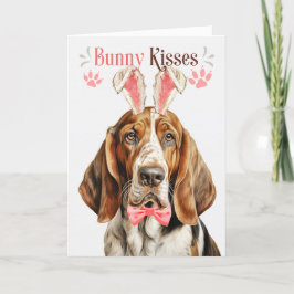 Basset Hound Hund in Bunny Ears Osterzeit Feiertagskarte