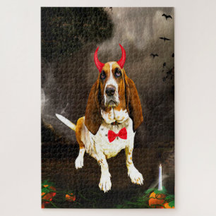 Basset Hound Hund in Halloween Kostüm Puzzle
