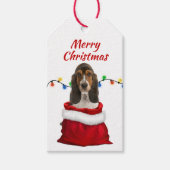 Basset Hound Hund in Santa Bag Geschenkanhänger (Vorderseite)