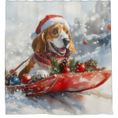 Basset Hound Hund in Sledge Lass es Schnee Weihnac Duschvorhang (Vorderseite)