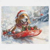 Basset Hound Hund in Sledge Lass es Schnee Weihnac Fleecedecke (Vorderseite (Horizontal))