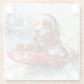 Basset Hound Hund in Sledge Lass es Schnee Weihnac Glasuntersetzer (Rückseite)