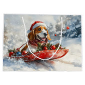 Basset Hound Hund in Sledge Lass es Schnee Weihnac Große Geschenktüte (Rückseite)
