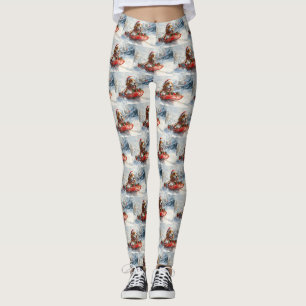 Basset Hound Hund in Sledge Lass es Schnee Weihnac Leggings