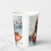 Basset Hound Hund in Sledge Lass es Schnee Weihnac Pappbecher (Rechts)