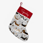 Basset Hound Hund Individuelle Name Kleiner Weihnachtsstrumpf (Vorderansicht (hängend))