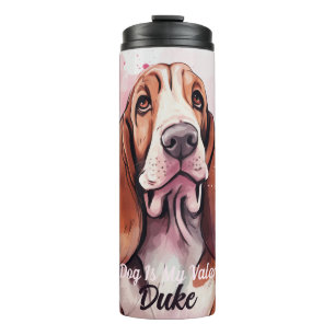 Basset Hound Hund ist mein Valentinin Personalisie Thermosbecher