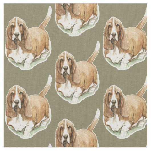 Basset Hound Hund Kunstwerk Stoff (Nahaufnahme)
