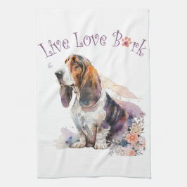 Basset Hound Hund Mama Floral Geschirrtuch