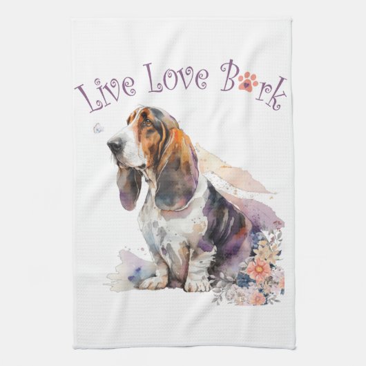 Basset Hound Hund Mama Floral Geschirrtuch (Vertikal)