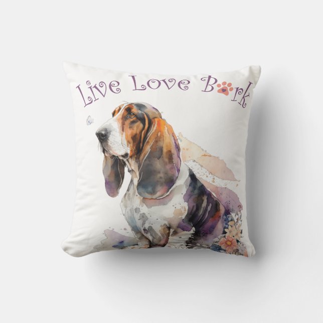 Basset Hound Hund Mama Floral Kissen (Vorderseite)