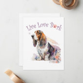 Basset Hound Hund Mama Floral Mitteilungskarte (Vorderseite/Rückseite Beispiel)