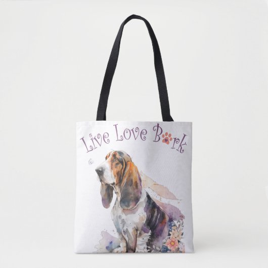 Basset Hound Hund Mama Floral Tasche (Vorderseite)