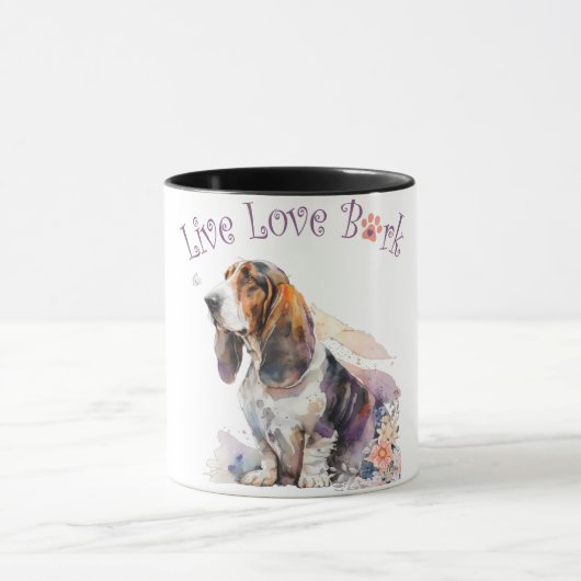 Basset Hound Hund Mama Floral Tasse (Zentrum)