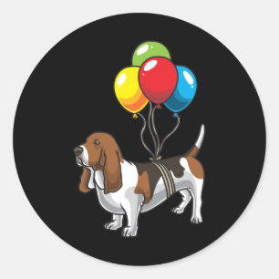 Basset Hound Hund mit Ballons Runder Aufkleber