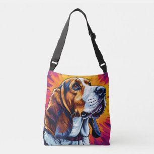 Basset Hound Hund mit farbenfrohem Hintergrund Tragetaschen Mit Langen Trägern