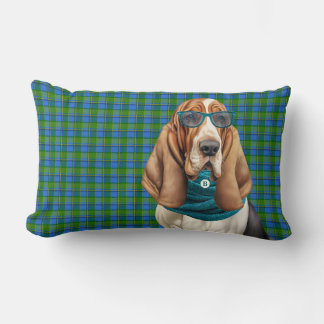 Basset Hound Hund mit monogrammiertem Türkis-Schal Lendenkissen