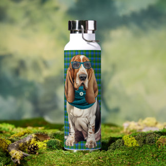 Basset Hound Hund mit monogrammiertem Türkisfarben Trinkflasche