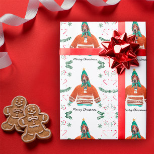 Basset Hound Hund mit Weihnachtspullover Festlich Geschenkpapier