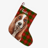 Basset Hound Hund Personalisiert Großer Weihnachtsstrumpf (Vorderansicht (hängend))