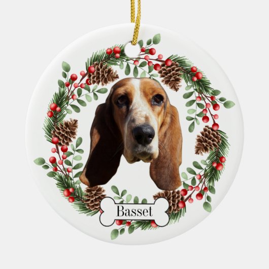 Basset Hound Hund Personalisiert Pet Ornament (Vorne)