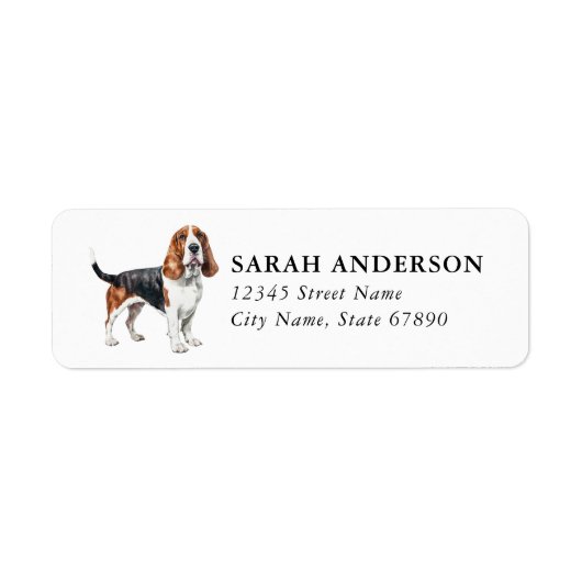 Basset Hound Hund Rücksendeadressetiketten (Vorne)