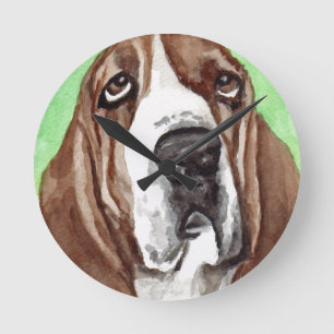 Basset Hound Hund Runde Wanduhr