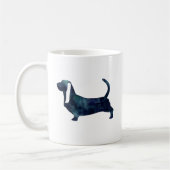 Basset Hound Hund Schwarze Wasserfarbe Silhouette Kaffeetasse (Links)