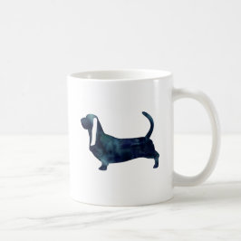 Basset Hound Hund Schwarze Wasserfarbe Silhouette Kaffeetasse