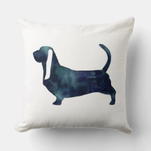 Basset Hound Hund Schwarze Wasserfarbe Silhouette