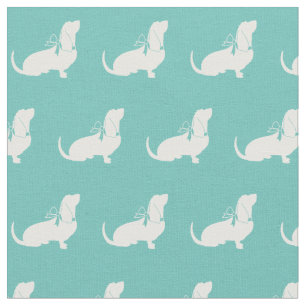 Basset Hound Hund Silhouette Haustier Aquamarin Stoff