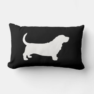 Basset Hound Hund Silhouette Schwarz/Weiß Lendenkissen