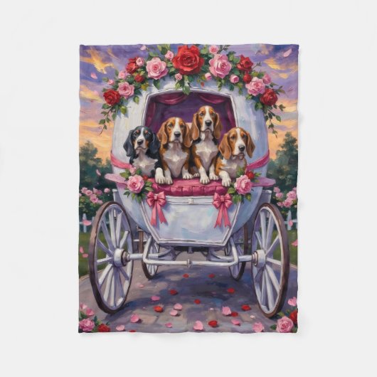 Basset Hound Hund Valentinstag Fleecedecke (Vorderseite)