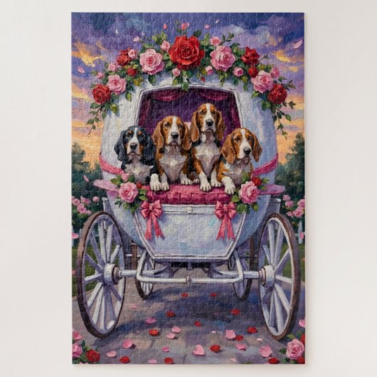 Basset Hound Hund Valentinstag  Puzzle (Vertikal)